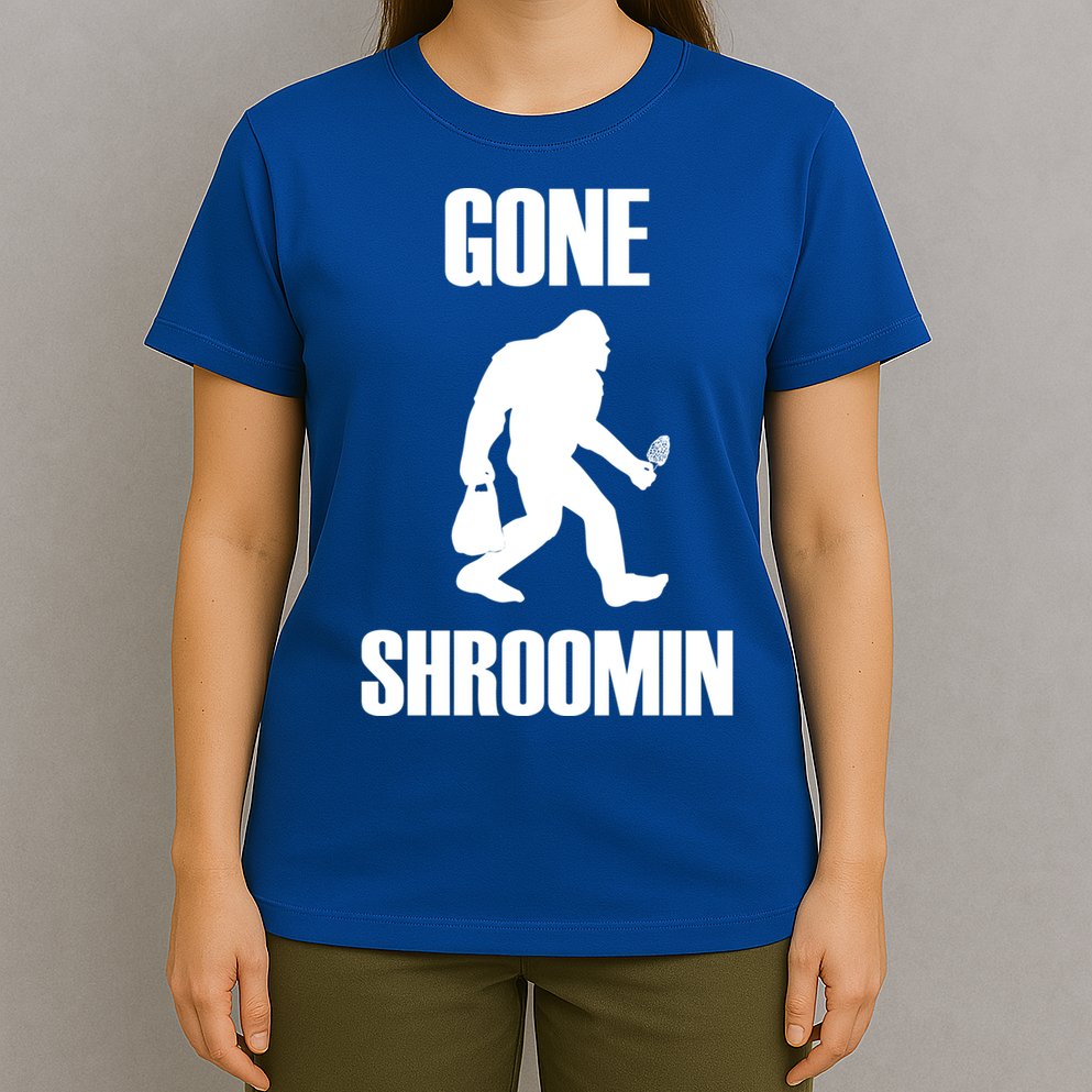 Gone Shroomin Funny Sasquatch Morel Mushroom Hunter Foraging Gift T-Shirt