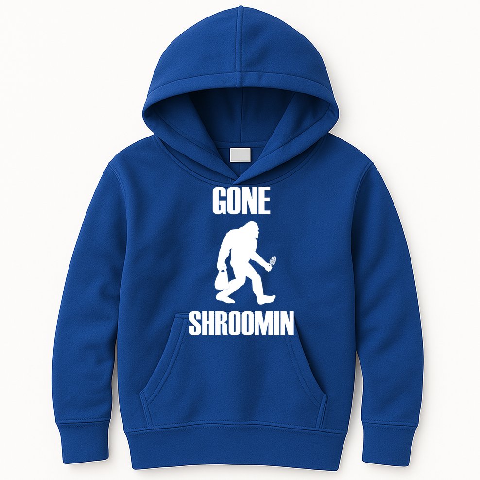 Gone Shroomin Funny Sasquatch Morel Mushroom Hunter Foraging Gift Kids Hoodie