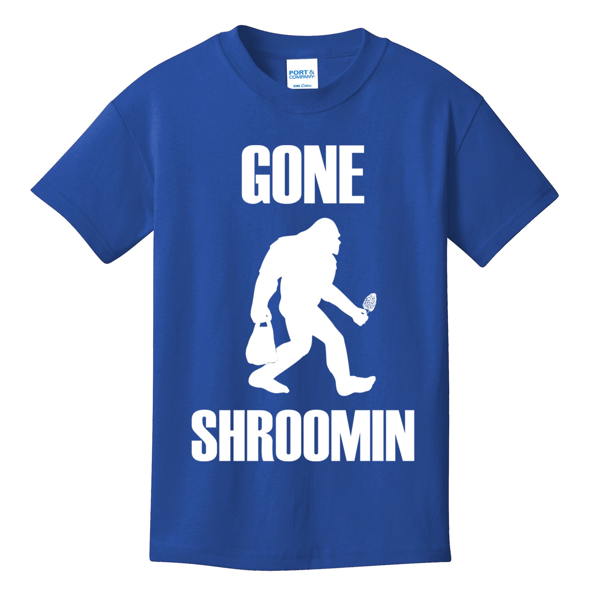 Gone Shroomin Funny Sasquatch Morel Mushroom Hunter Foraging Gift Kids T-Shirt