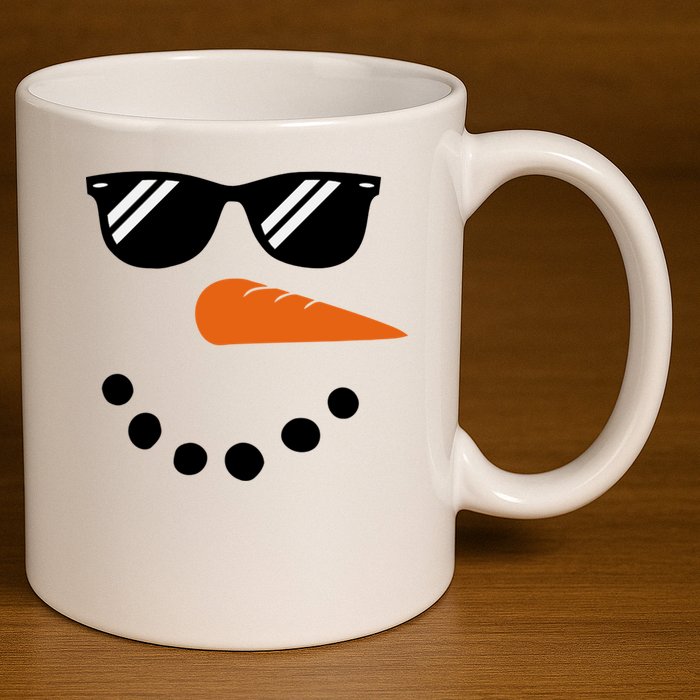 Gangster Snowman Face 11oz C Handle Ceramic Mug