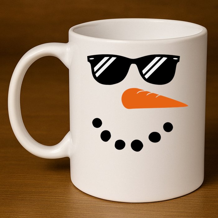 Gangster Snowman Face 11oz C Handle Ceramic Mug