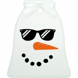 Gangster Snowman Face Ceramic Bell Ornament