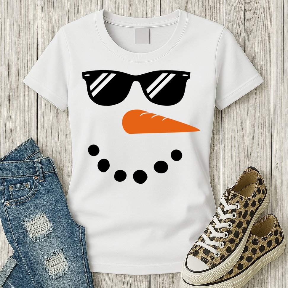 Gangster Snowman Face Womens T-Shirt
