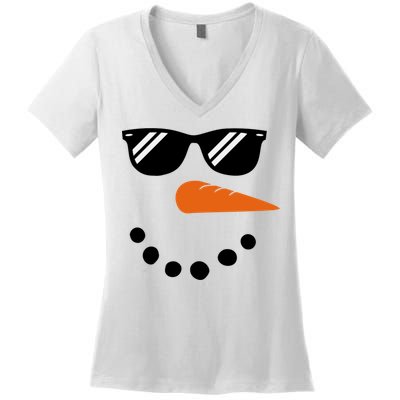 Gangster Snowman Face Women's V-Neck T-Shirt