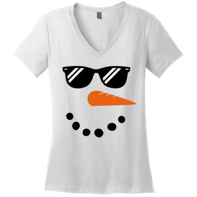 Gangster Snowman Face Women's V-Neck T-Shirt