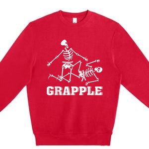 Grapple Skeleton Funny Death Halloween Premium Crewneck Sweatshirt