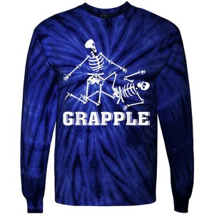 Grapple Skeleton Funny Death Halloween Tie-Dye Long Sleeve Shirt