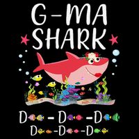 GMa Shark, Funny Mother's Day Floral Gift V-Neck T-Shirt