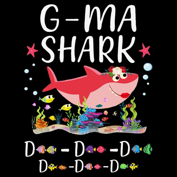 GMa Shark, Funny Mother's Day Floral Gift V-Neck T-Shirt
