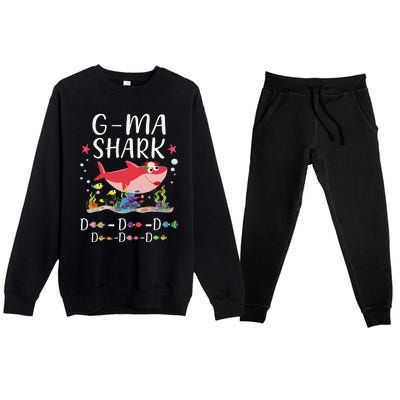 GMa Shark, Funny Mother's Day Floral Gift Premium Crewneck Sweatsuit Set