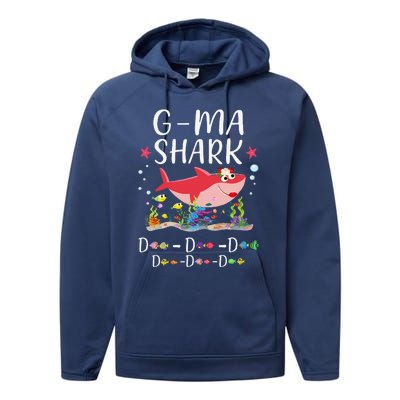 GMa Shark, Funny Mother's Day Floral Gift Performance Fleece Hoodie