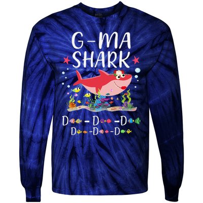 GMa Shark, Funny Mother's Day Floral Gift Tie-Dye Long Sleeve Shirt