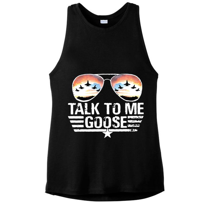 Goose Shirts Fourth Of July Talk To Me Goose Ladies PosiCharge Tri-Blend Wicking Tank