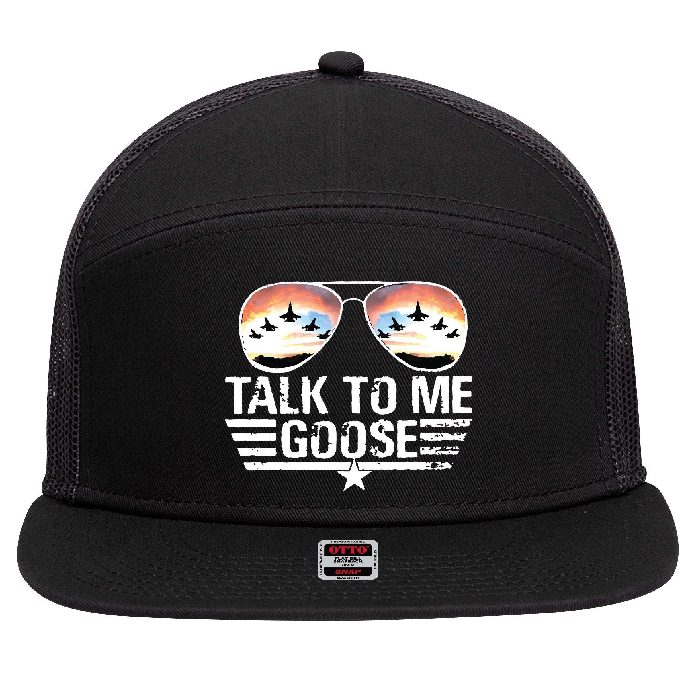 Goose Shirts Fourth Of July Talk To Me Goose 7 Panel Mesh Trucker Snapback Hat