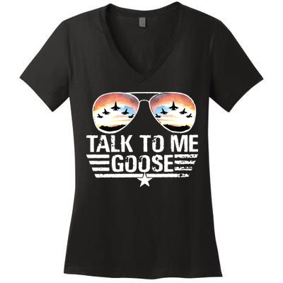 Goose Shirts Fourth Of July Talk To Me Goose Women's V-Neck T-Shirt