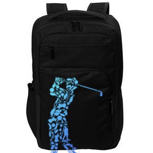 Golfer Silhouette Filled With Golf Things Gift Impact Tech Backpack