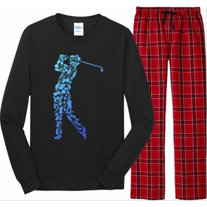 Golfer Silhouette Filled With Golf Things Gift Long Sleeve Pajama Set