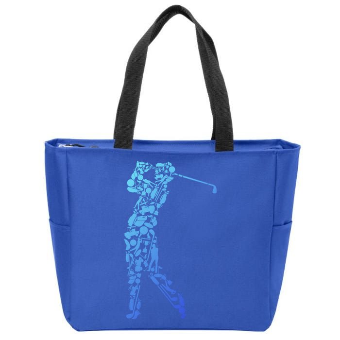 Golfer Silhouette Filled With Golf Things Gift Zip Tote Bag