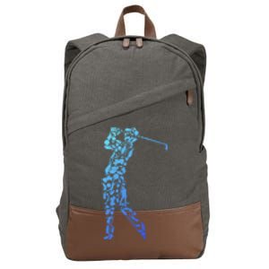 Golfer Silhouette Filled With Golf Things Gift Cotton Canvas Backpack