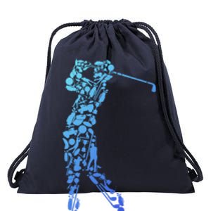 Golfer Silhouette Filled With Golf Things Gift Drawstring Bag