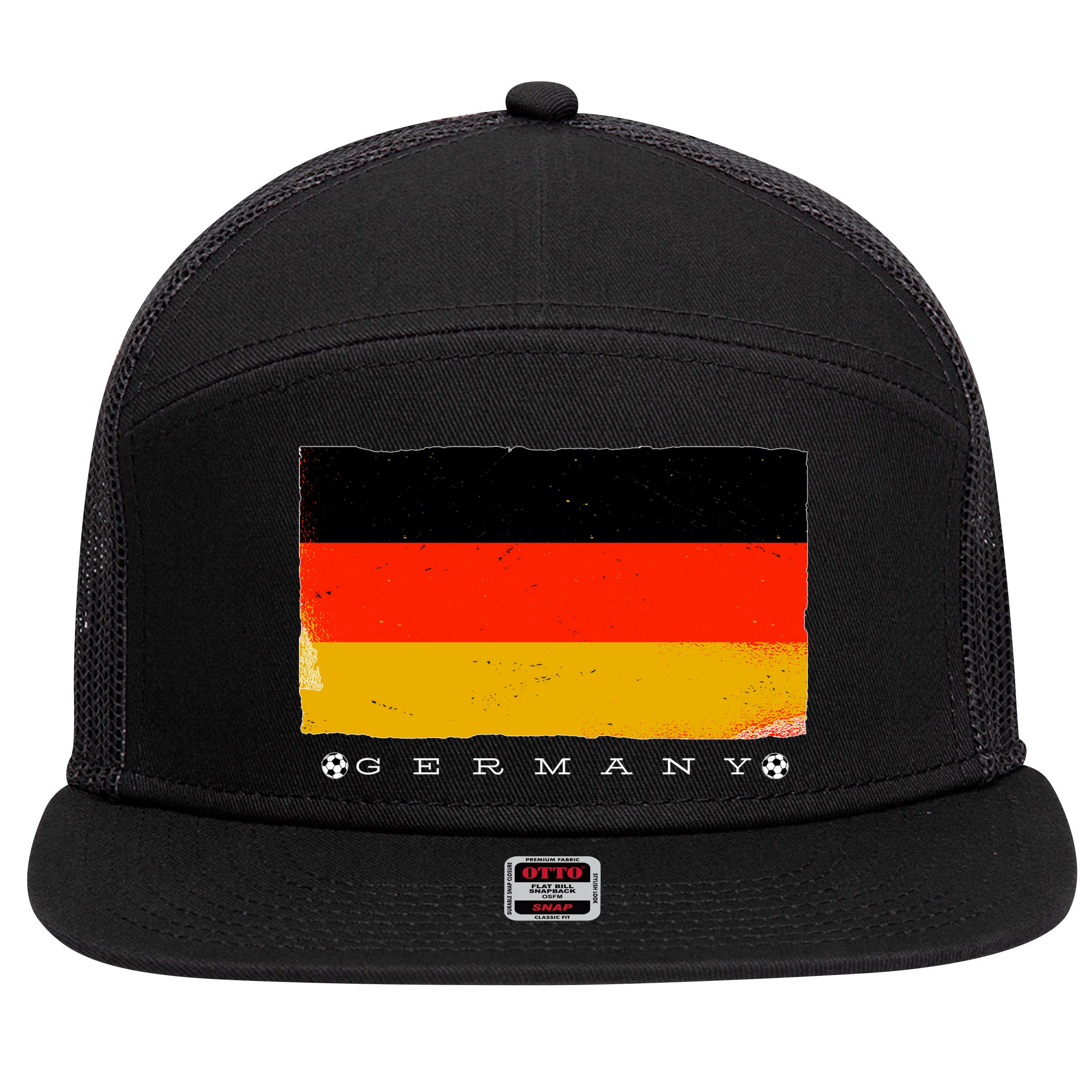 Germany Soccer Flag Logo 7 Panel Mesh Trucker Snapback Hat