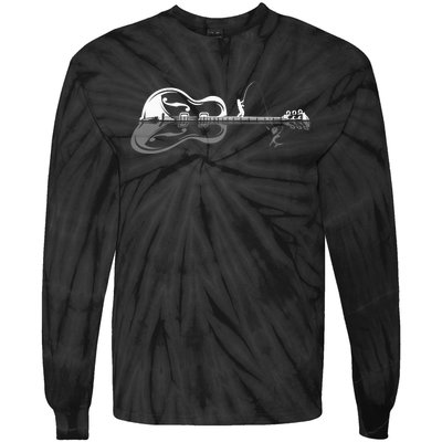 Guitarist Shark Fish Angler Fishing I Funny Guitar Player Tie-Dye Long Sleeve Shirt