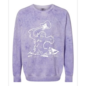 Guitar Smash Funny Bigfoot Sasquatch Colorblast Crewneck Sweatshirt