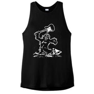 Guitar Smash Funny Bigfoot Sasquatch Ladies PosiCharge Tri-Blend Wicking Tank