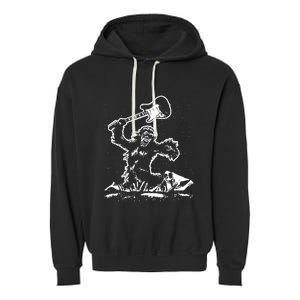 Guitar Smash Funny Bigfoot Sasquatch Garment-Dyed Fleece Hoodie