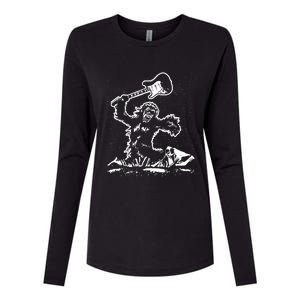 Guitar Smash Funny Bigfoot Sasquatch Womens Cotton Relaxed Long Sleeve T-Shirt