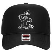 Guitar Smash Funny Bigfoot Sasquatch High Crown Mesh Back Trucker Hat