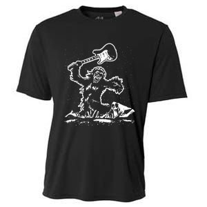 Guitar Smash Funny Bigfoot Sasquatch Cooling Performance Crew T-Shirt