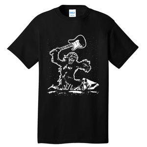 Guitar Smash Funny Bigfoot Sasquatch Tall T-Shirt