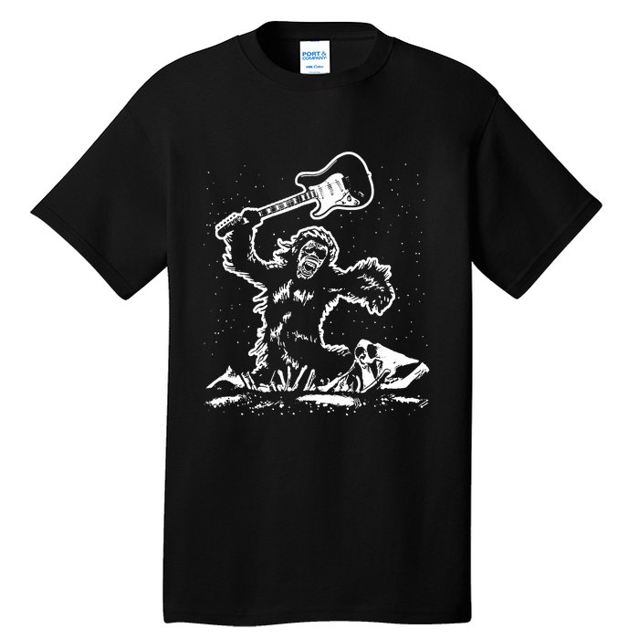 Guitar Smash Funny Bigfoot Sasquatch Tall T-Shirt