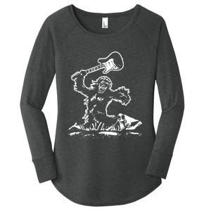 Guitar Smash Funny Bigfoot Sasquatch Women's Perfect Tri Tunic Long Sleeve Shirt