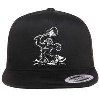 Guitar Smash Funny Bigfoot Sasquatch Flat Bill Trucker Hat