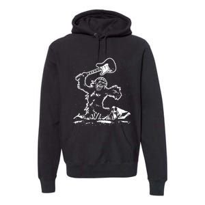 Guitar Smash Funny Bigfoot Sasquatch Premium Hoodie