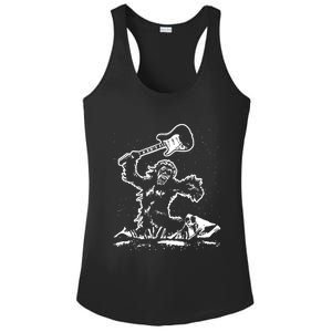 Guitar Smash Funny Bigfoot Sasquatch Ladies PosiCharge Competitor Racerback Tank