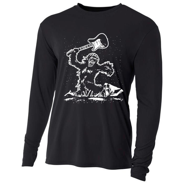 Guitar Smash Funny Bigfoot Sasquatch Cooling Performance Long Sleeve Crew