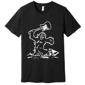 Guitar Smash Funny Bigfoot Sasquatch Premium T-Shirt