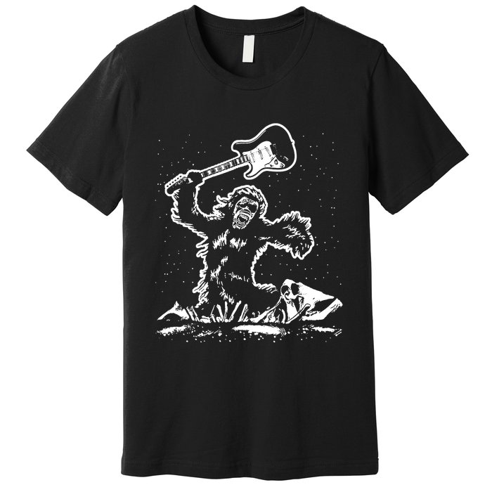 Guitar Smash Funny Bigfoot Sasquatch Premium T-Shirt