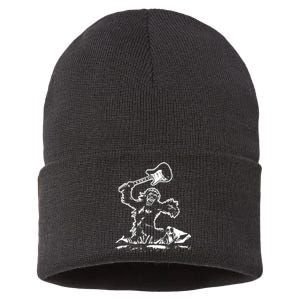 Guitar Smash Funny Bigfoot Sasquatch Sustainable Knit Beanie