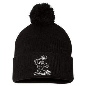 Guitar Smash Funny Bigfoot Sasquatch Pom Pom 12in Knit Beanie