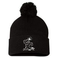 Guitar Smash Funny Bigfoot Sasquatch Pom Pom 12in Knit Beanie