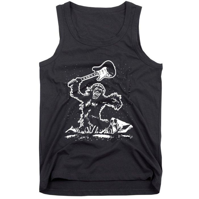 Guitar Smash Funny Bigfoot Sasquatch Tank Top