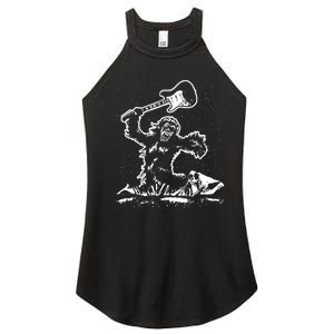 Guitar Smash Funny Bigfoot Sasquatch Women's Perfect Tri Rocker Tank