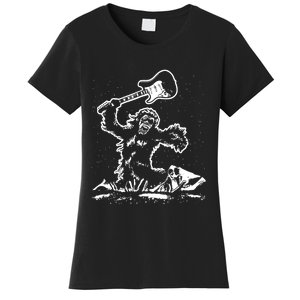 Guitar Smash Funny Bigfoot Sasquatch Women's T-Shirt