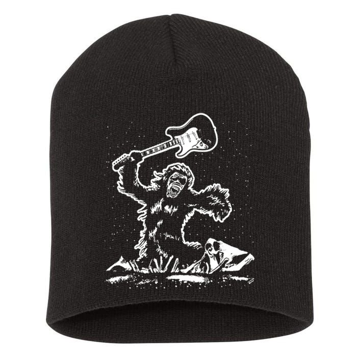 Guitar Smash Funny Bigfoot Sasquatch Short Acrylic Beanie