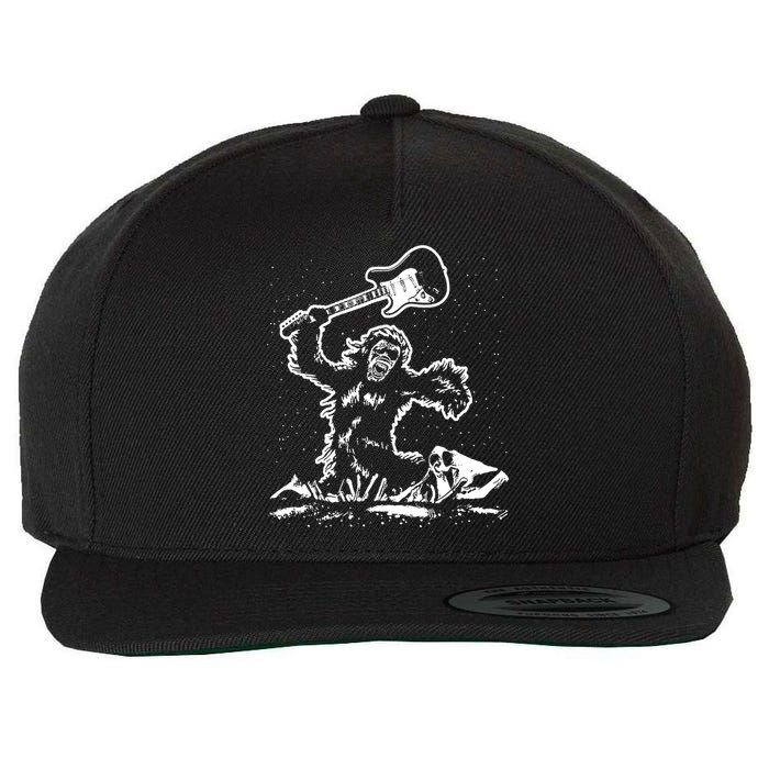 Guitar Smash Funny Bigfoot Sasquatch Wool Snapback Cap