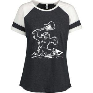 Guitar Smash Funny Bigfoot Sasquatch Enza Ladies Jersey Colorblock Tee